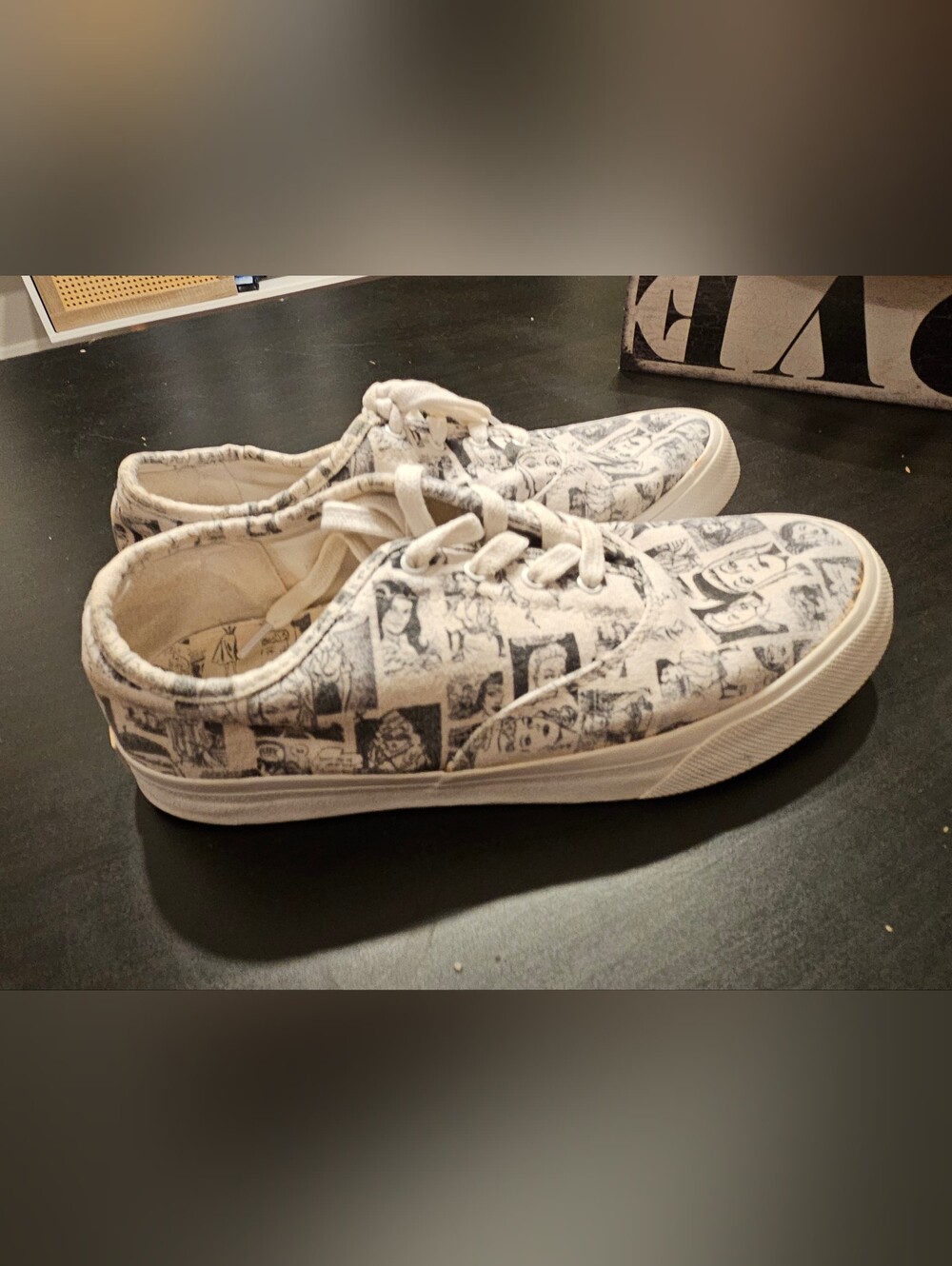 Reformation Black & White Comic-Panel SneakersCanvas